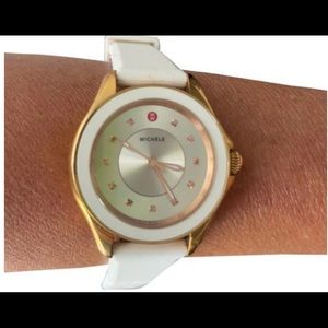 Michele rubber band white watch